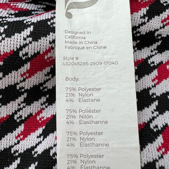 Fabletics Camryn Houndstooth Long Sleeve Top crop red white green black - Picture 8 of 8